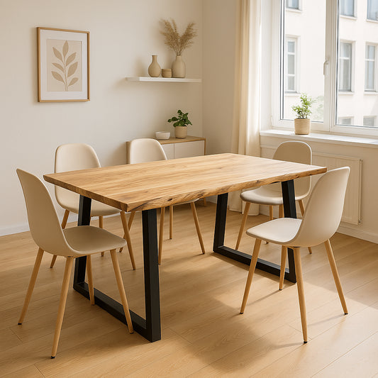 Τραπέζι Miles Slim Μασίφ Ξύλο Ακακίας σε Φυσική Απόχρωση με Μαύρα Μεταλλικά Πόδια 140x80x76