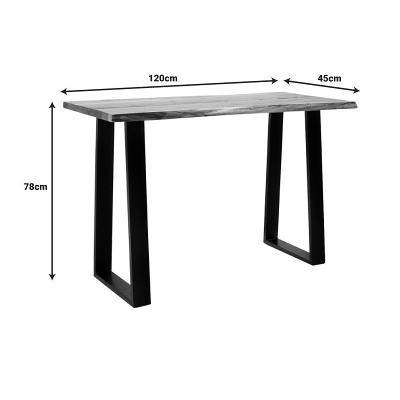 Τραπέζι Miles Μασίφ Ξύλο Ακακίας Πάχους 3.7-4εκ σε Φυσική Απόχρωση με Μαύρα Μεταλλικά Πόδια 120x45x78
