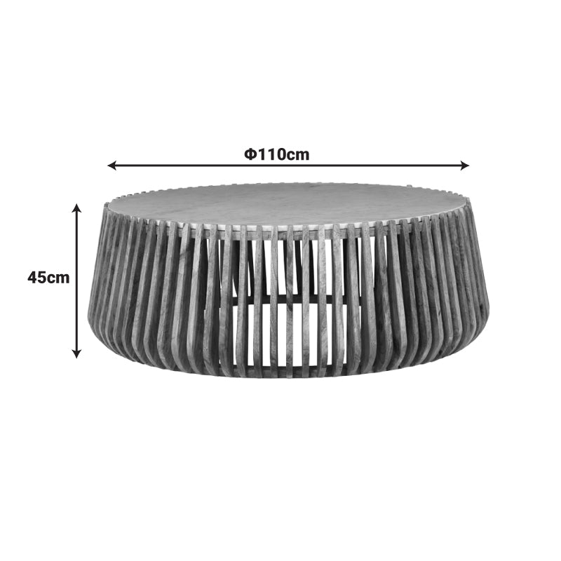 Τραπέζι Σαλονιού Mable Mango Ξύλο σε Φυσική Απόχρωση με Επιφάνεια Μαρμάρου Φ120x45