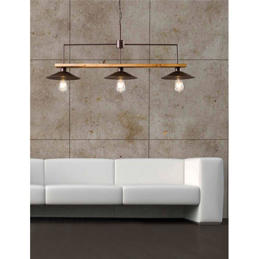 Φωτιστικό Πολύφωτο 3φ Ξύλο/Μέταλλο Σκουριά Ε27