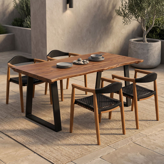Τραπέζι Miles Μασίφ Ξύλο Ακακίας Καρυδί 140x80x76