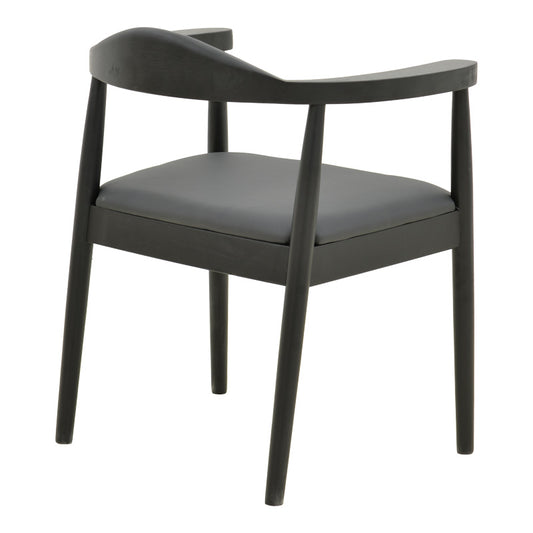 Πολυθρόνα Joube Rubberwood σε Μαύρη Απόχρωση με Μαύρο PU Μαξιλάρι 59x48x73