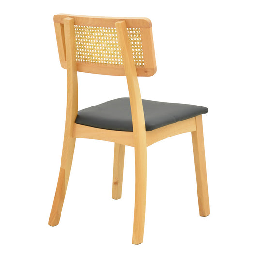 Καρέκλα Renna Ξύλο Οξιάς σε Φυσική Απόχρωση με Μαύρο PU Μαξιλάρι 48x52x79