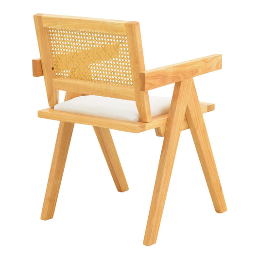 Πολυθρόνα Winslow Rubberwood σε Φυσική Απόχρωση-Ύφασμα Λευκό 51x54x80