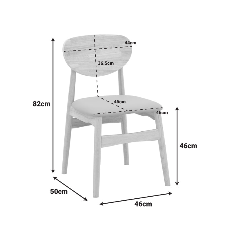 Καρέκλα Cardith Rubberwood-Plywood σε Φυσική Απόχρωση-Ύφασμα Γκρι-Μπεζ 48x51x78