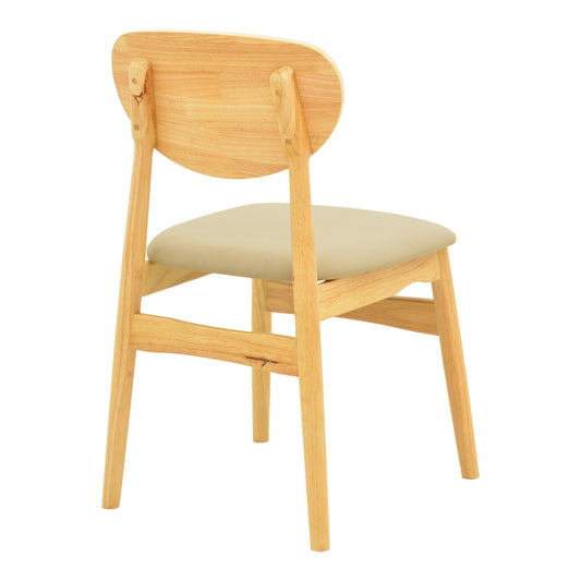 Καρέκλα Cardith Rubberwood-Plywood σε Φυσική Απόχρωση-PU Μπεζ 48x51x78