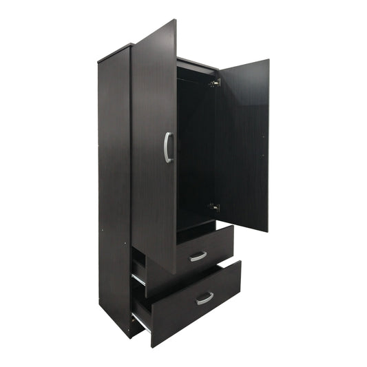 Ντουλάπα Δίφυλλη με 2 Συρτάρια Lego σε Wenge Απόχρωση 80x42x180