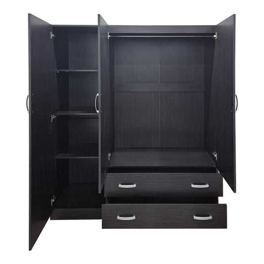 Ντουλάπα Τρίφυλλη με 2 Συρτάρια Alvia Wenge 150x51x180