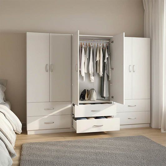 Ντουλάπα Εξάφυλλη με Συρτάρια Lego Λευκή 240x42x180