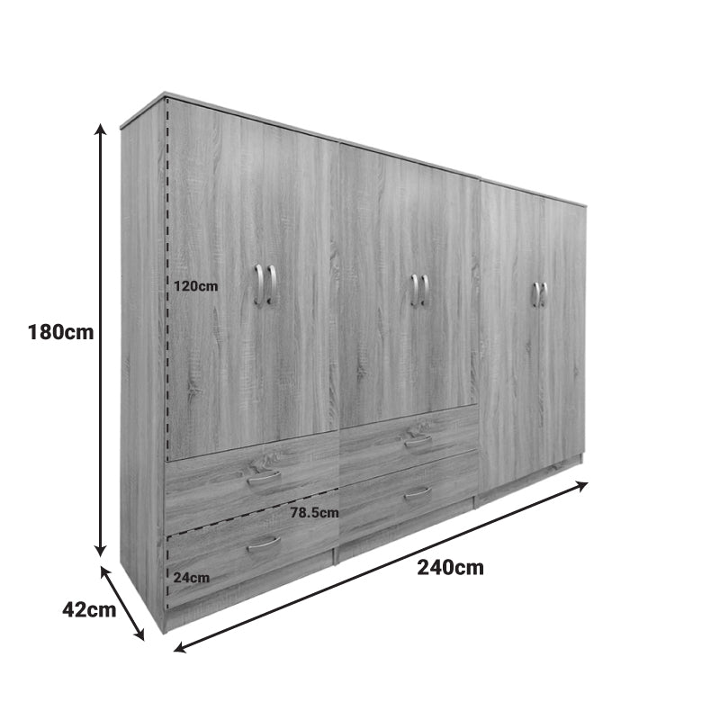 Ντουλάπα Εξάφυλλη Lego Sonoma 240x42x180