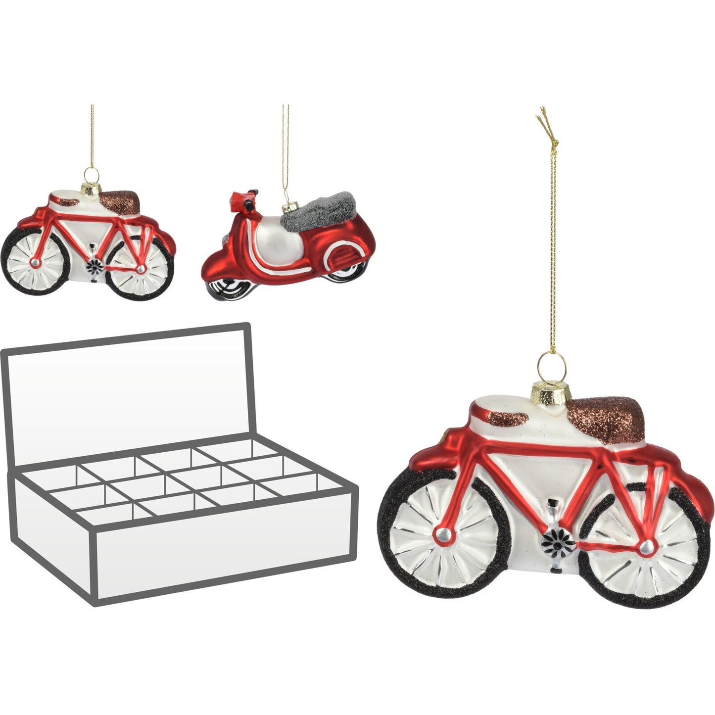 Στολίδι Ποδήλατο-Vespa Γυάλινα 8εκ