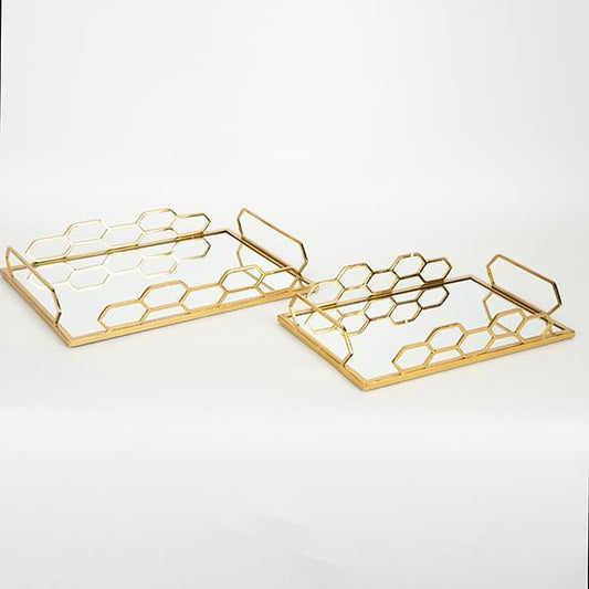 ΔΙΣΚΟΣ ΜΕΤΑΛΛΙΚΟΣ ΜΕ ΚΑΘΡΕΦΤΗ ΧΡΥΣΟ ΧΡΩΜΑ ΣΕΤ 2 ΤΜΧ S:30.5x20x5.5 L:35x25x5.5