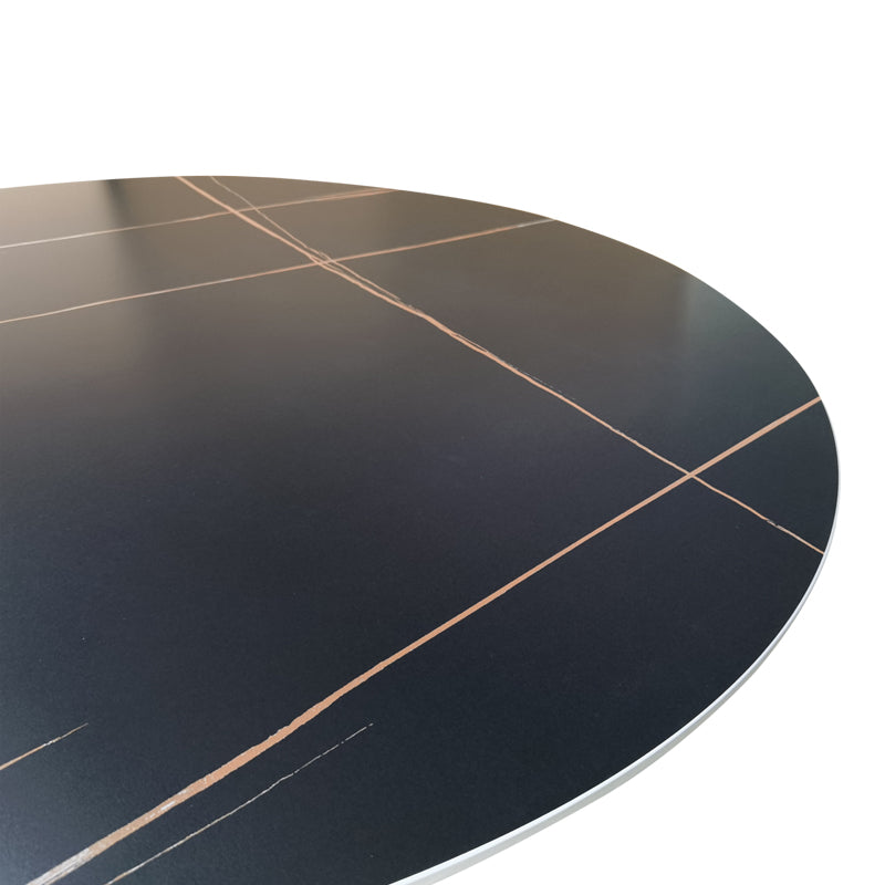 Τραπέζι Orbital Sintered Stone Μαύρη Όψη Μαρμάρου με Μαύρα Μεταλλικά Πόδια Φ120x76