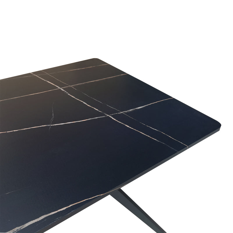Τραπέζι Ezali MDF Μαύρη Όψη Μαρμάρου με Μαύρα Μεταλλικά Πόδια 140x80x75