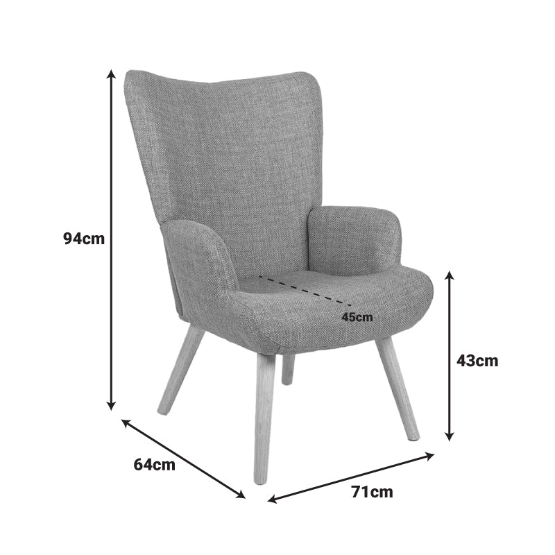Armchair-Bergere Gerlina Terracotta Fabric with Natural Wood Legs 71x64x94