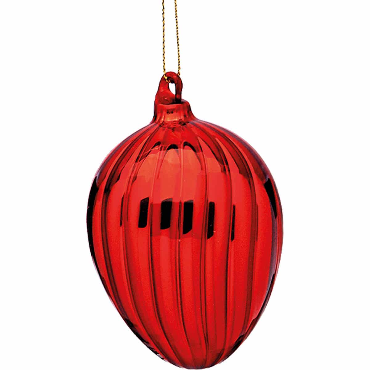 Αυγό Γυάλινο Κόκκινο Κρεμαστό S/6 9εκ