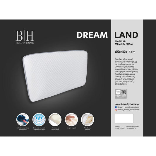 Μαξιλάρι Ύπνου Dream Land Memory Foam Art 4081 Μέτριο 65x40+14εκ Λευκό