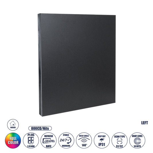CRYSTALPIX 41040 Module για Οθόνες Video Wall 25x25cm 128x128px P1.95 GOB LED 40W 3840Hz 16384 Dots ≥800cd/㎡ Nits DC 5V Εσωτερικού Χώρου IP31 Full Color S1/32 14Bits - Kinglight SMD1515 - Αριστερό - Μ25 x Π1.2 x Υ25