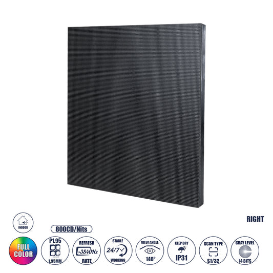 CRYSTALPIX 41041 Module για Οθόνες Video Wall 25x25cm 128x128px P1.95 GOB LED 40W 3840Hz 16384 Dots ≥800cd/㎡ Nits DC 5V Εσωτερικού Χώρου IP31 Full Color S1/32 14Bits - Kinglight SMD1515 - Δεξί - Μ25 x Π1.2 x Υ25