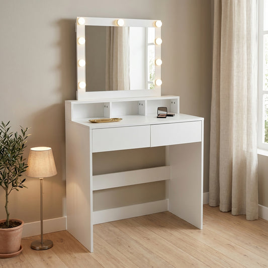 Τουαλέτα Κρεβατοκάμαρας Virna με LED Λευκό 80x40x145