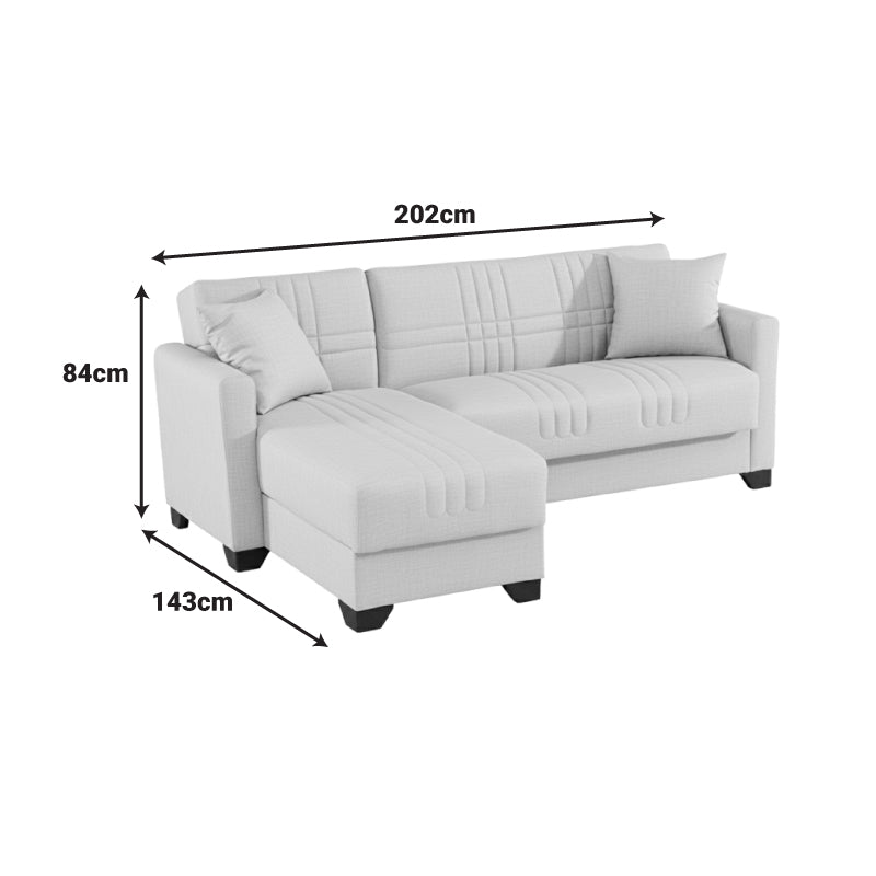 Γωνιακός Καναπές-Κρεβάτι Αναστρέψιμος Stashio Ύφασμα Καφε 202x143x84