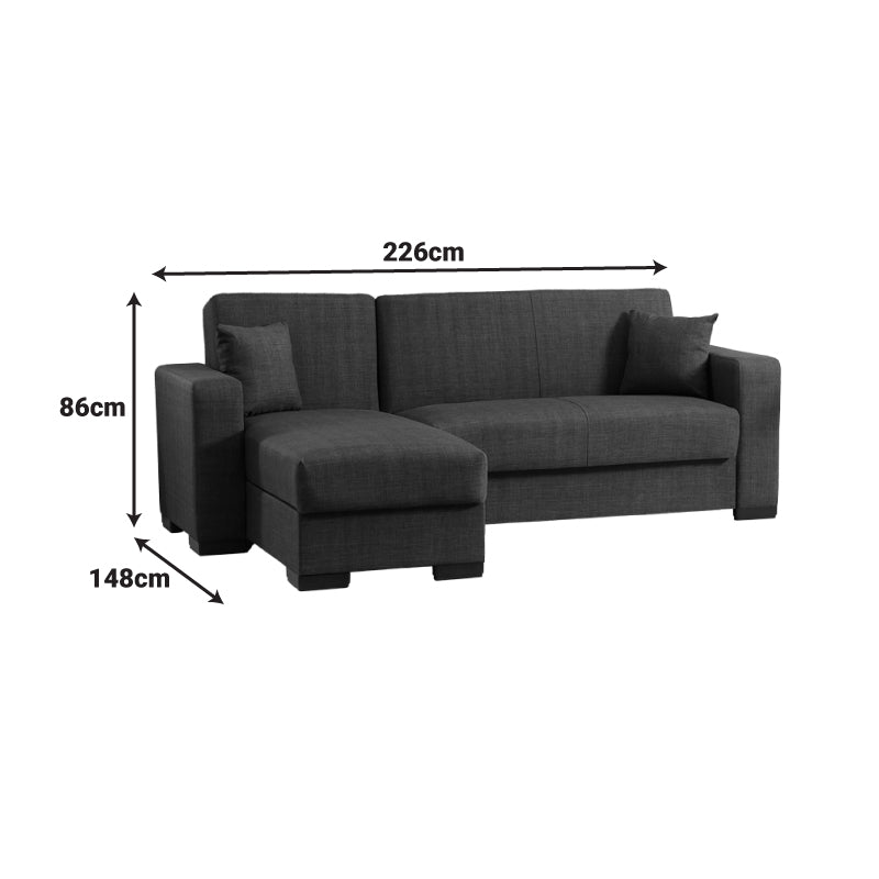 Γωνιακός Καναπές-Κρεβάτι Αναστρέψιμος Dumma Ύφασμα Κρεμ 226x148x86