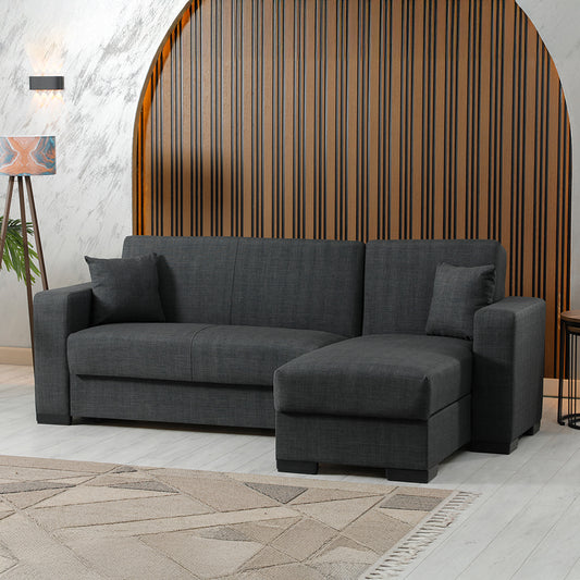 Γωνιακός Καναπές-Κρεβάτι Αναστρέψιμος Dumma Ύφασμα Ανθρακί 226x148x86