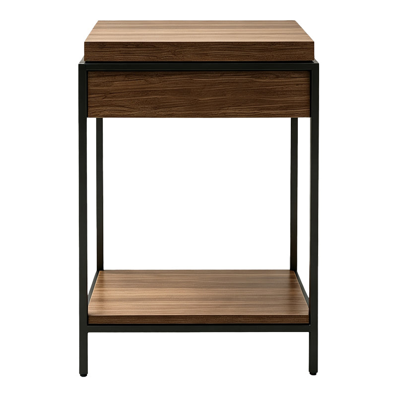 Odar Console with Storage Walnut MDF with Black Metal 63x63x80