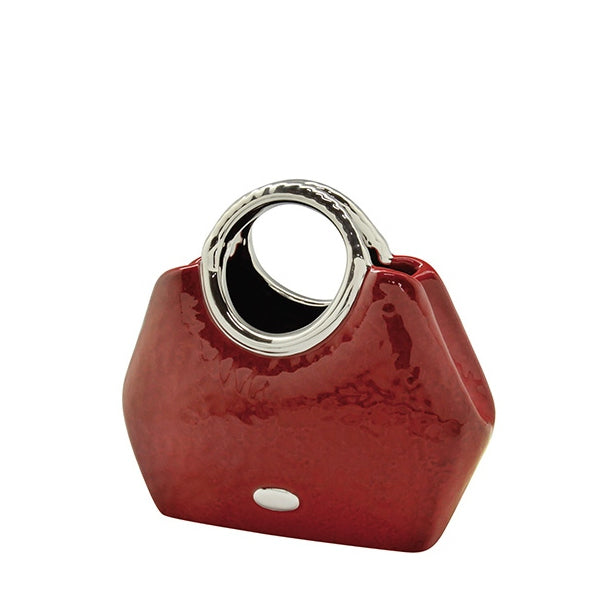 Vase Handbag "Milan" Ceramic Red 24.5x10.5x21