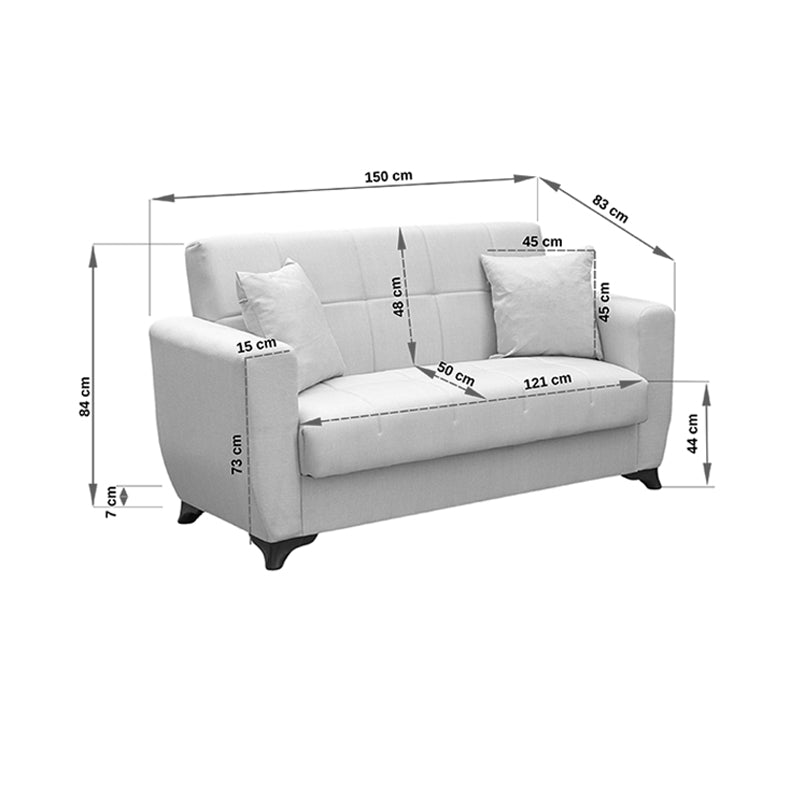 Καναπές Κρεβάτι Modesto Διθέσιος με Αποθηκευτικό Χώρο Καφέ Ύφασμα 155x84x83