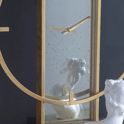 Artekko Επιτραπέζιο Ρολόι με Καθρέπτη Μεταλλικό Αντικέ Χρυσό 43984-DS