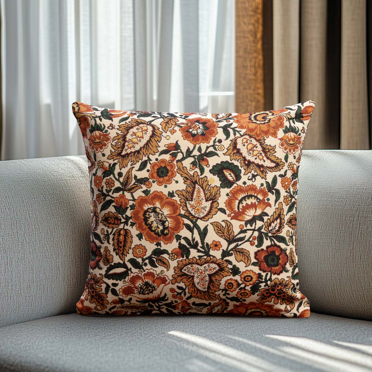 Μαξιλαροθήκη Στόφα Λουλούδια Folklore 45x45εκ