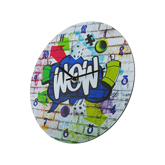 Ρολόι Τοίχου 'Wow' με Γκράφιτι Πολύχρωμο MDF Φ33.8x2