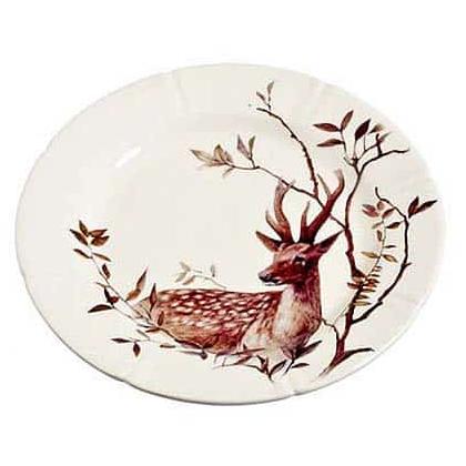 Πιατέλα Κεραμική Εκρού με Ελάφι 20x20x2