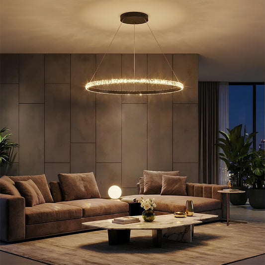 DIAMOND KLV-101-0231 Κρεμαστό Φωτιστικό Οροφής LED 67W 6700lm 180° AC 220-240V IP20 Ρυθμιζόμενο Λευκό CCT με Χειριστήριο από 2700K έως 6000K Dimmable - Lumileds SMD Chip - Μαύρο Ματ - Μ80 x Π80 x Υ3