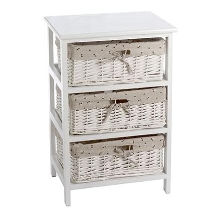 Ξύλινη Συρταριέρα Λευκή 3 Συρτάρια 42x32x63