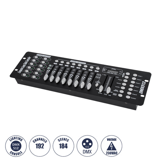 DMXCONSOLE 73493 DMX Master Κονσόλα Φωτισμού με 192 Κανάλια AC 220-240V IP20 - DMX512 - Μ48 x Π13.5 x Υ7