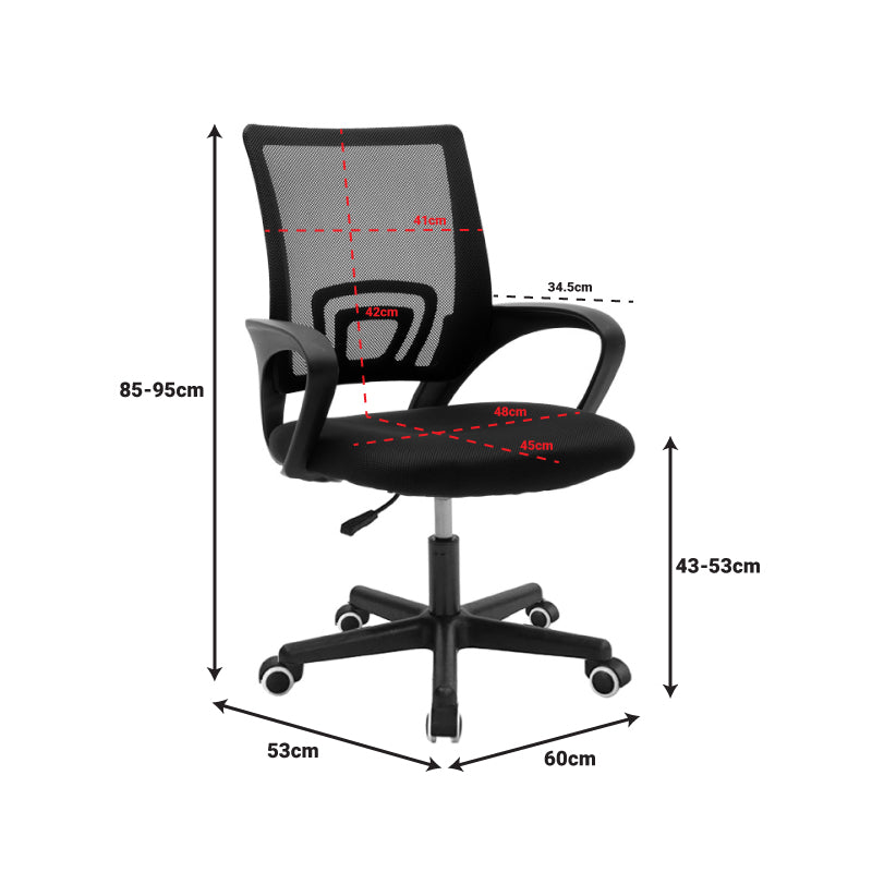 Berto Office Chair with Recline, Blue with Black Mesh Fabric and Chrome Base 60x48x85-95