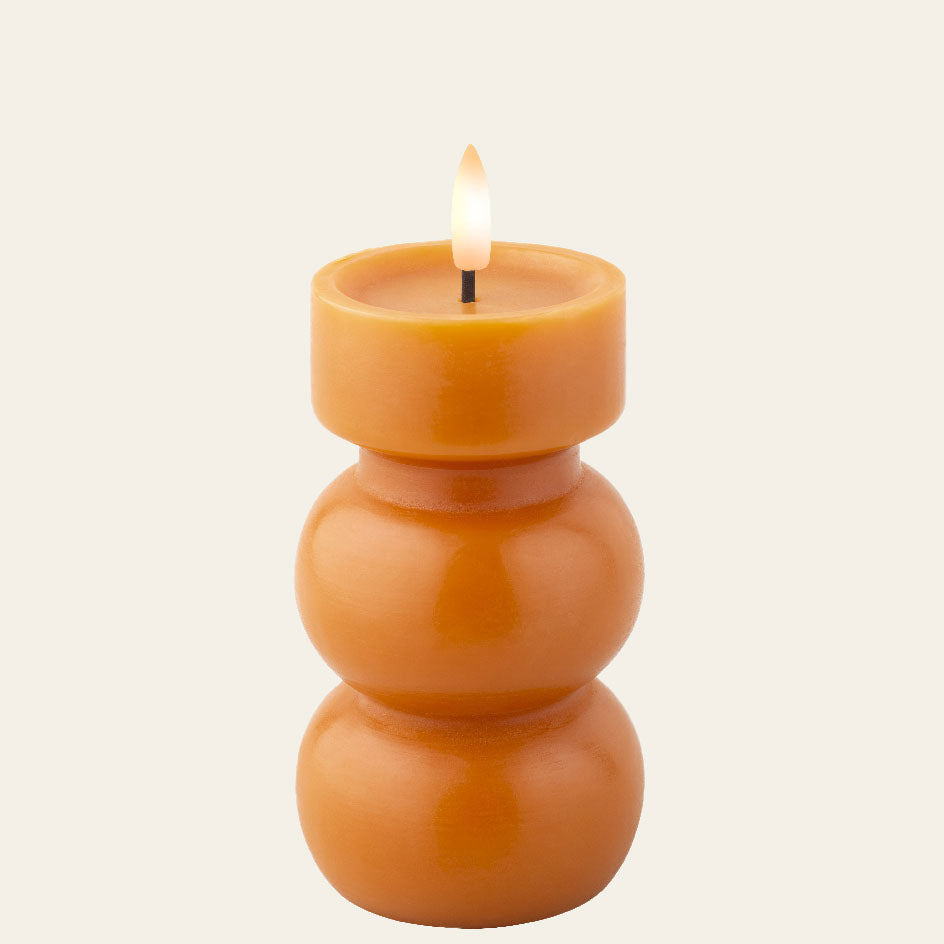 LED Κερί Καμπύλες Κεχριμπάρι 7x7x15