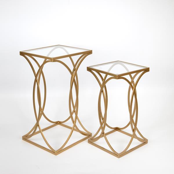 ΤΡΑΠΕΖΑΚΙΑ ΒΟΗΘΗΤΙΚΑ ΜΕΤΑΛΛΙΚΑ ΧΡΥΣΑ ΣΕΤ 2 ΤΜΧ S:30x30x56 L:36x36x66