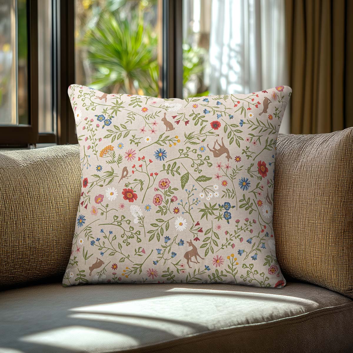 Μαξιλαροθήκη Ζωάκια και Λουλούδια 40x40εκ