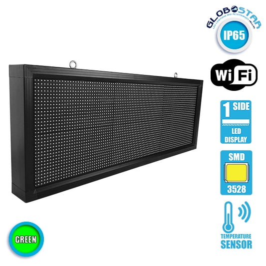90272 Κυλιόμενη Ψηφιακή Επιγραφή P10 LED SMD AC 220-240V με Wi-Fi - Αδιάβροχή IP54 - Μονής Όψης - Μ104 x Π9 x Υ40cm Πράσινο