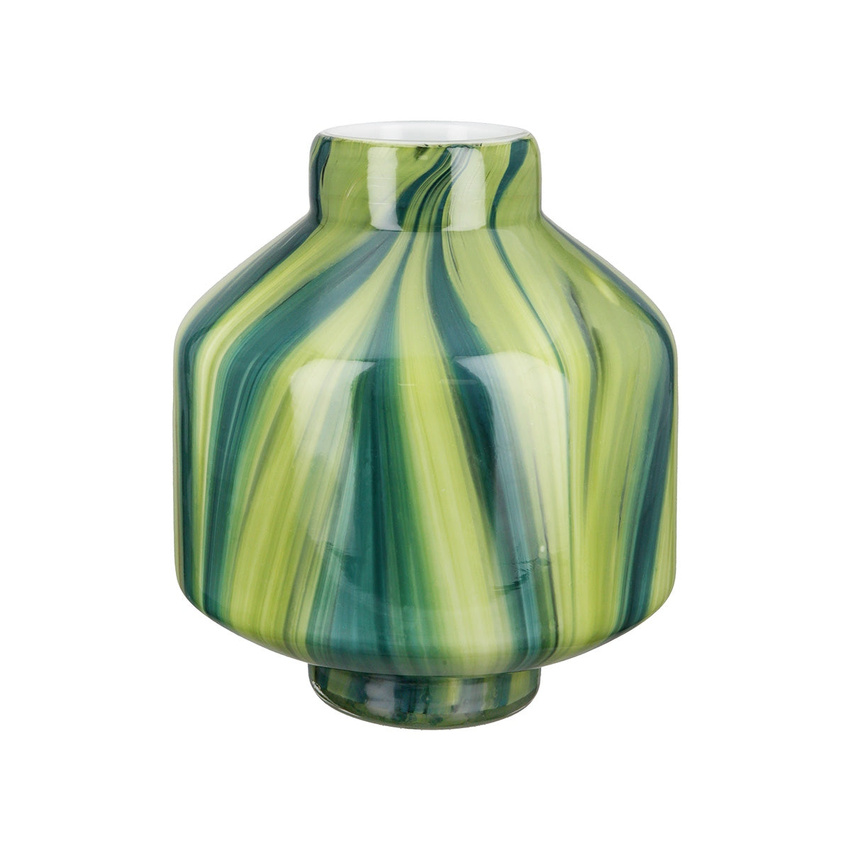 Βάζο "Verdo" Striped Γυάλινο Πράσινο 19x19x22