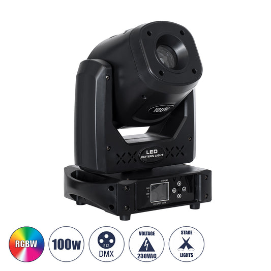 HERACLES 51156 Επαγγελματική Κινούμενη Ρομποτική Κεφαλή PATTERN Light CREE LED 100W AC 220V-240V IP20 RGBW DMX512 - Μ25.5 x Π20 x Υ35cm