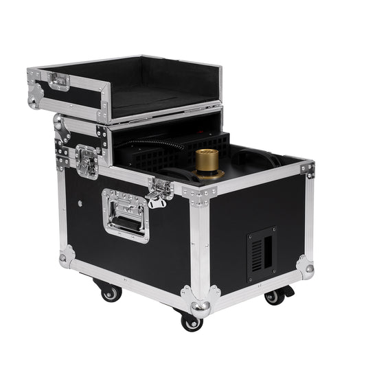 51170 MERMAID Επαγγελματική Επιδαπέδια Μηχανή Double Haze Machine - Διπλού Εφέ Ομίχλης-Νέφωσης 600W AC 220V-240V DMX512 Display on Body & Ασύρματο Χειριστήριο σε Flight Case - Μαύρο - L49.5 x W38 x H45cm