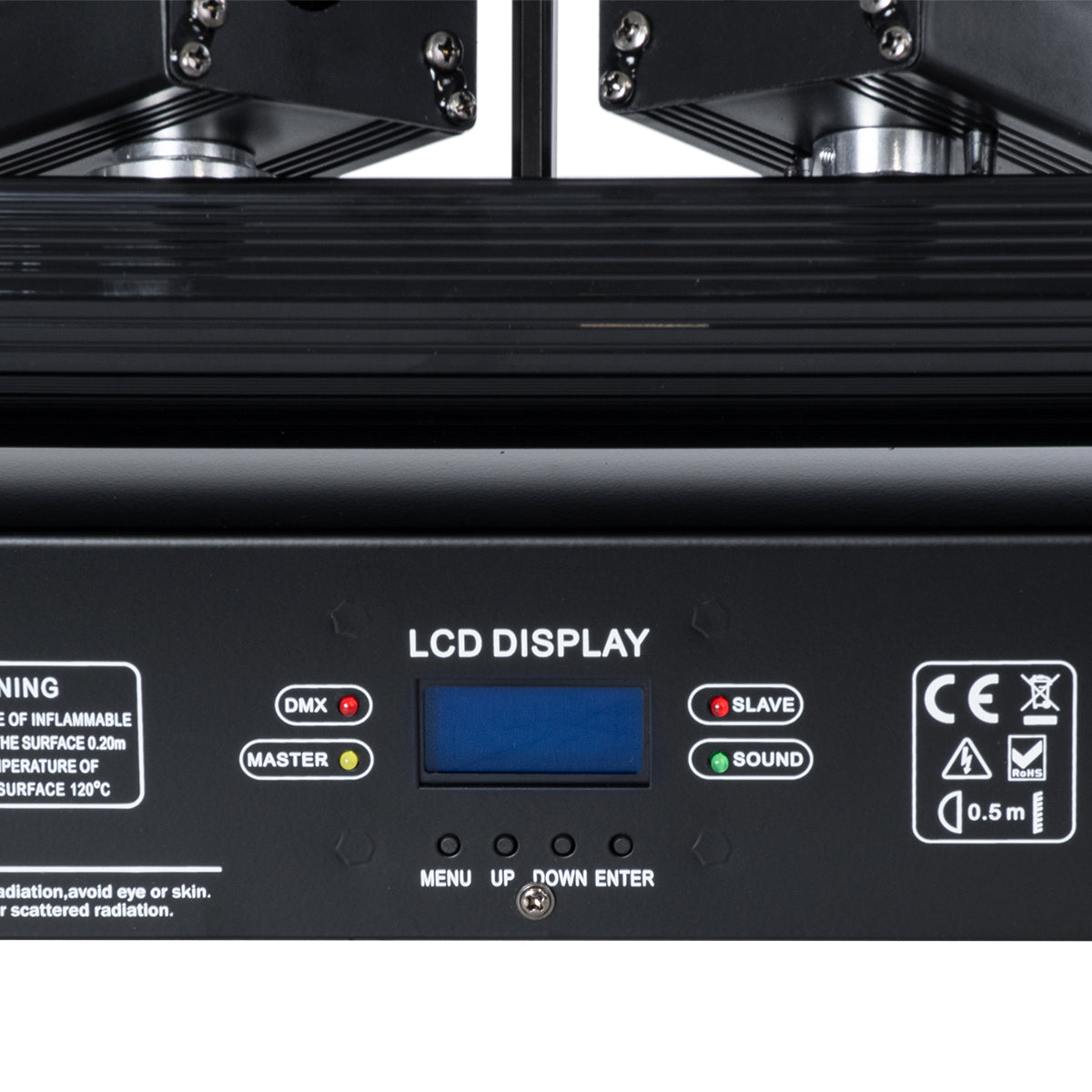 AMNESIA 51179 Stage Κινούμενη Ρομποτική Κεφαλή Spider Super Beam LASER 150W 2° AC 220-240V IP20 6 x 1W LASER Chip 300mW RED/638nm 100mW GREEN/531nm 600mW BLUE/442nm Πολύχρωμο RGB Dimmable DMX512 Protocol 14/35 Channels - Μ86 x Π23 x Υ9