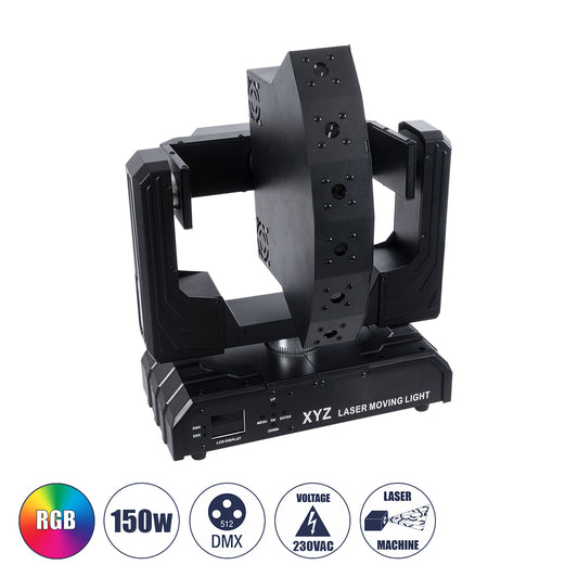 HADES 51199 Επαγγελματική Κινούμενη Ρομποτική Μπάρα Super LASER BEAM Light 150W - 6 x 1W Laser - 300mW RED/638nm - 100mW GREEN/531nm - 600mW BLUE/442nm - AC 220V-240V IP20 3in1 RGB DMX512 - Μ36 x Π25 x Υ46cm