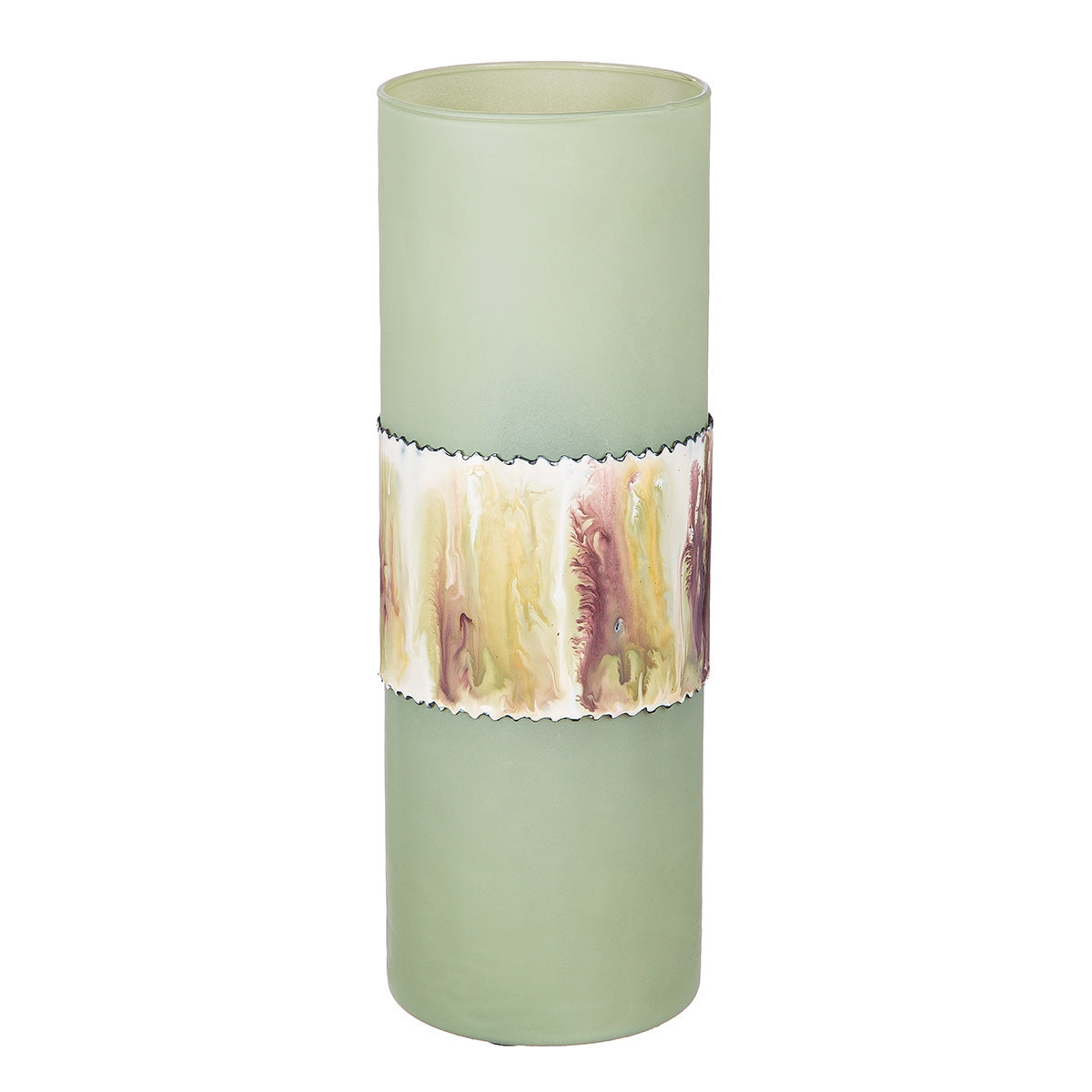 Βάζο Cylindrical "Imperial" Αλουμίνιο Γυάλινο Πράσινο 12x12x36