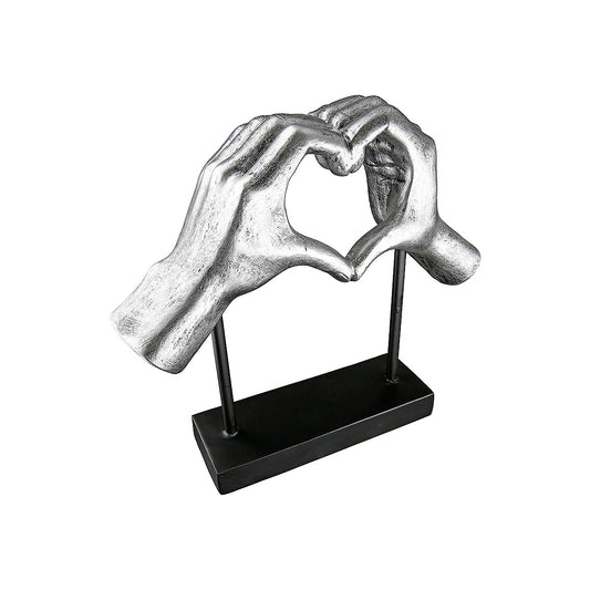 Διακοσμητικό Χέρια Σχηματίζουν Καρδιά Ασημί Polyresin 28.5x8.5x26.5