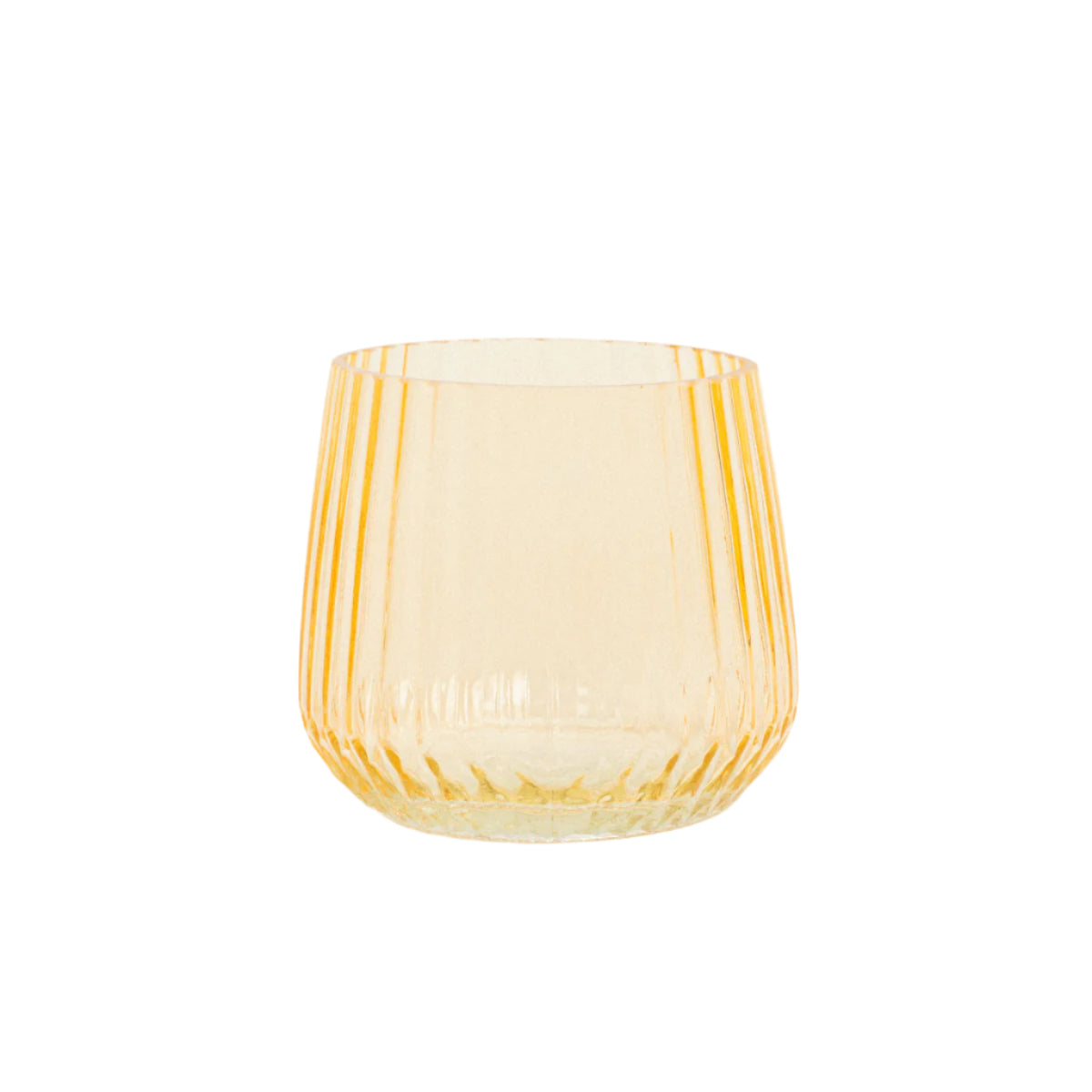 Κηροπήγιο Γυάλινο Ριγέ 11x11x9 Κίτρινο